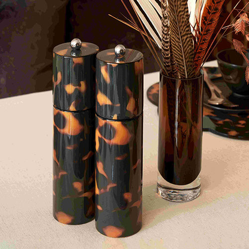 Faux Tortoiseshell Round Column Salt or Pepper Mill