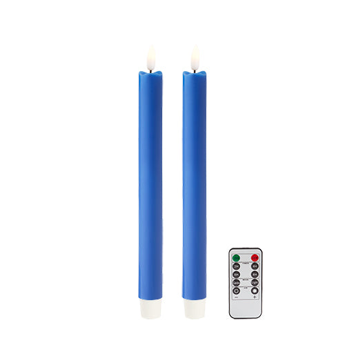 Blue Wax LED Candles - Set of 2