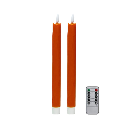 Orange Wax LED Candles - Set of 2