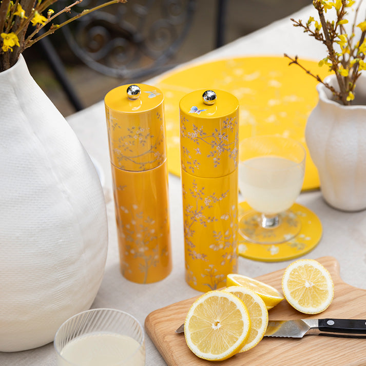 Chinoiserie Yellow Salt or Pepper Mill