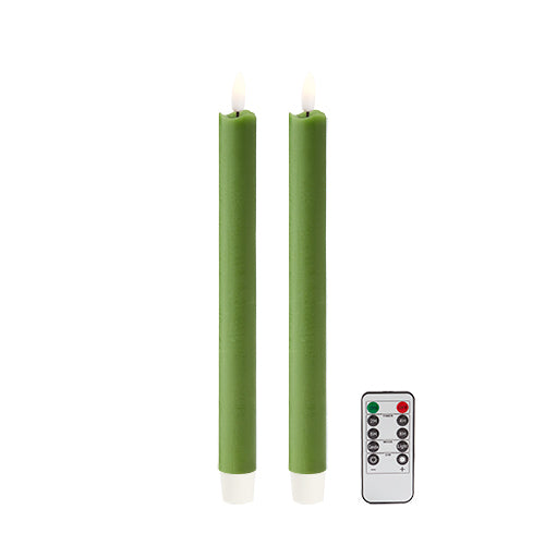 Green Wax LED Candles - Set of 2