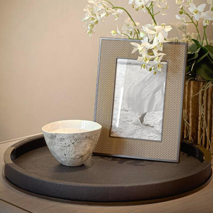 Large Round Anthracite Shagreen Tray