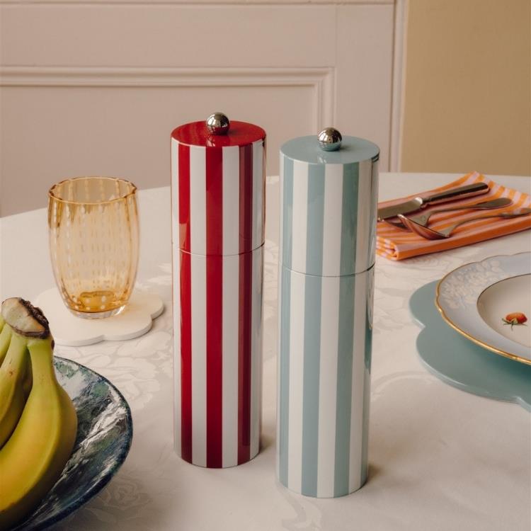 Chambray Striped Column Salt or Pepper Mill