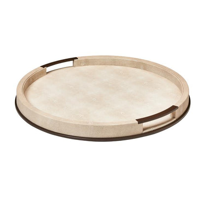 Large Round Ecru Shagreen Tray