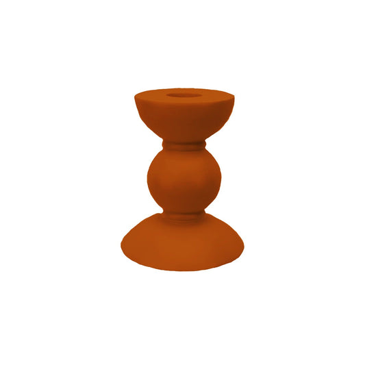 Small Orange Bobbin Candlestick - 10cm