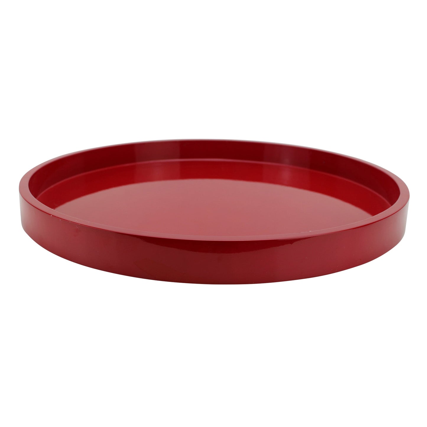 Burgundy Red Round Medium Lacquered Tray