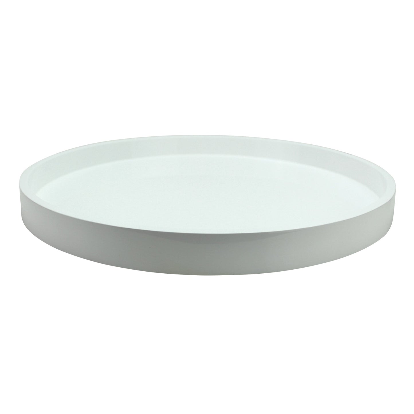 White Round Medium Lacquered Tray