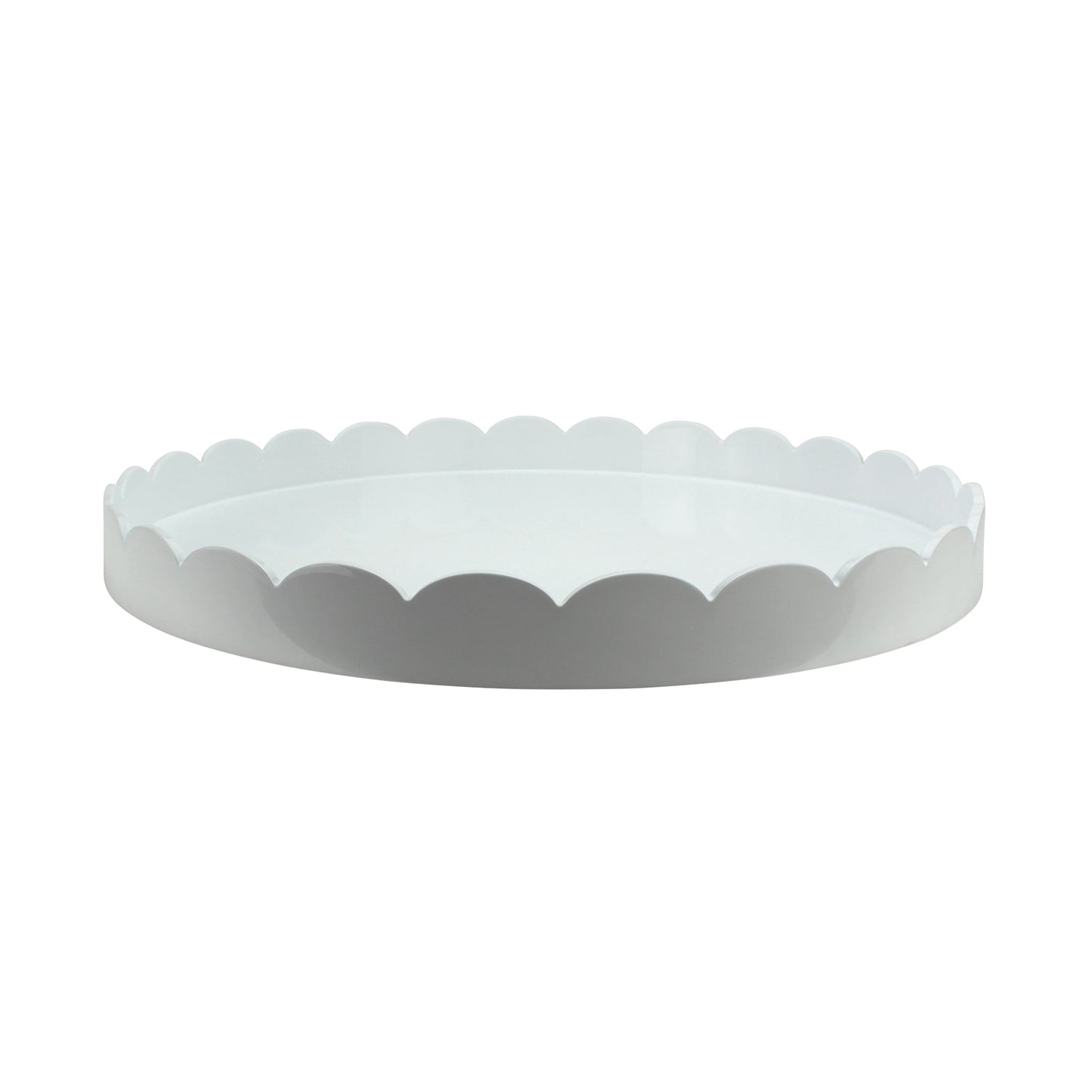 White Round Large Lacquered Scallop Tray