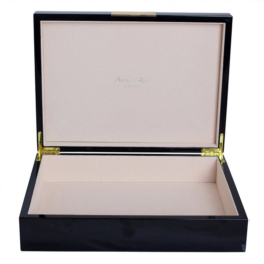 Large Black Lacquer Box With Gold