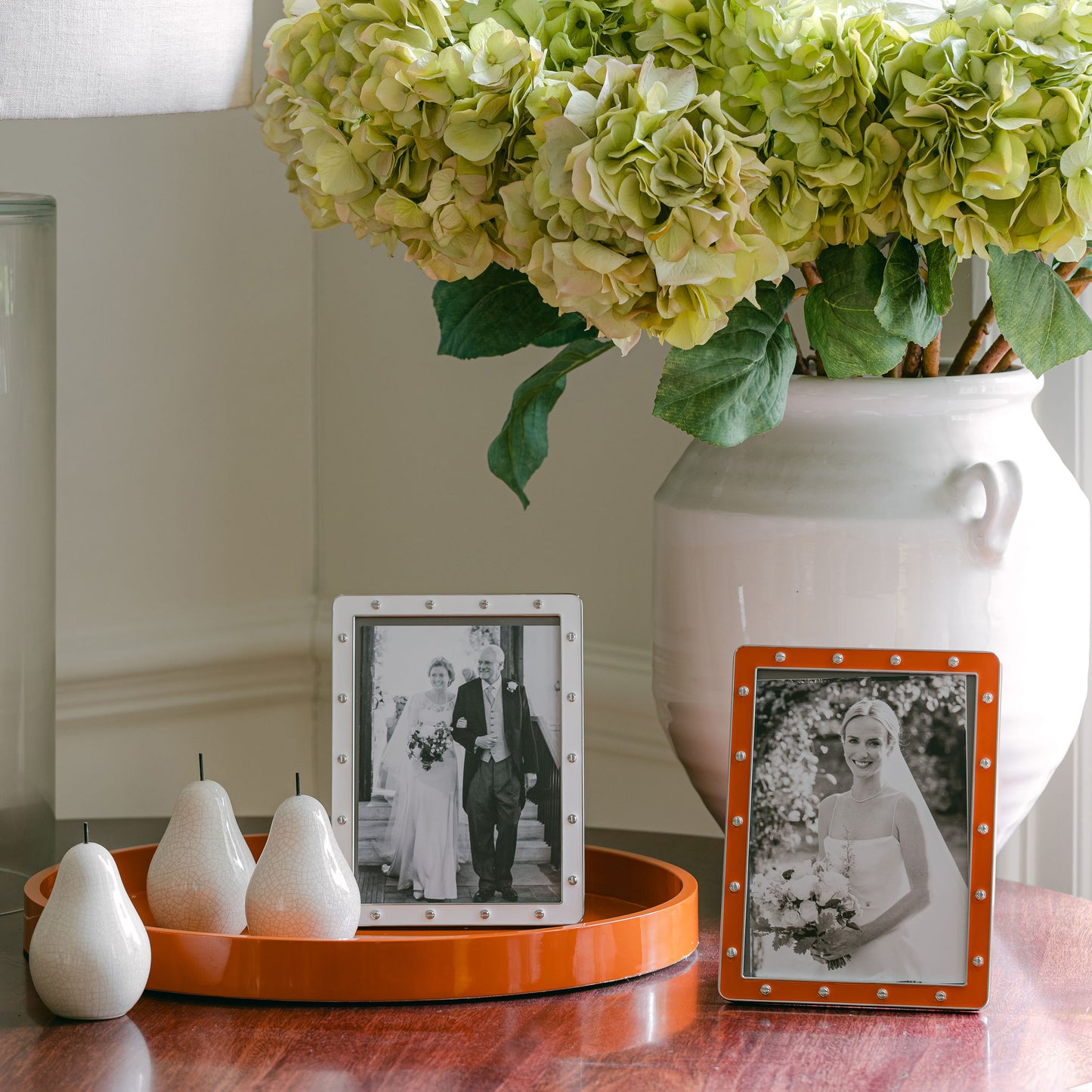 Orange Enamel & Silver Locket Frame