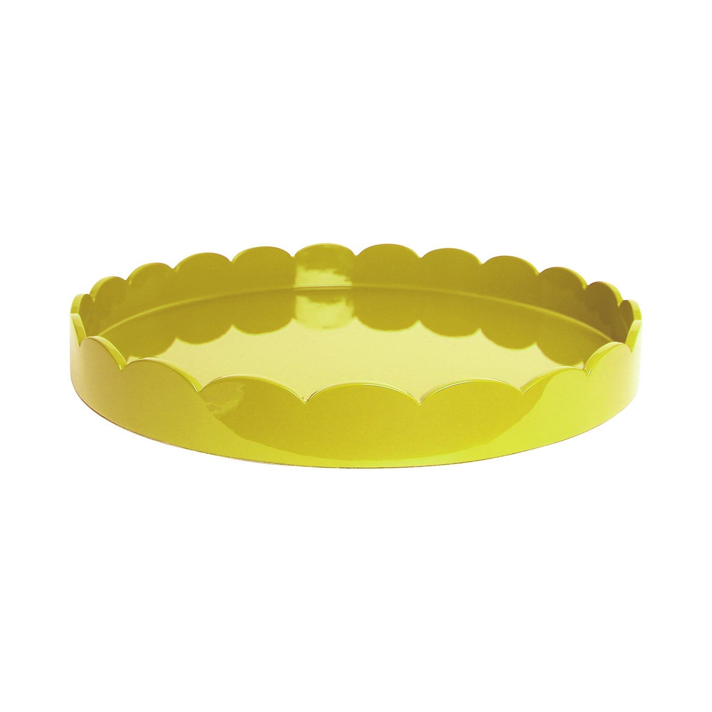 Yellow Round Medium Lacquered Scallop Tray