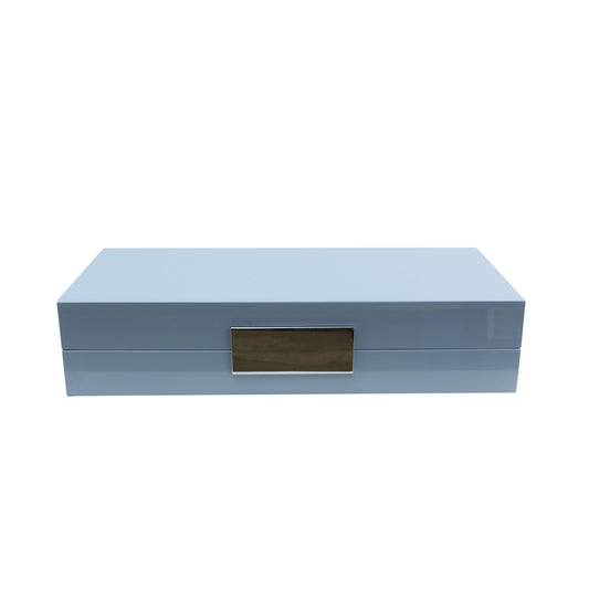 Pale Denim Lacquer Jewellery Box with Silver