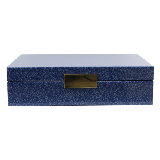 Large Blue Shagreen Lacquer Box with Gold