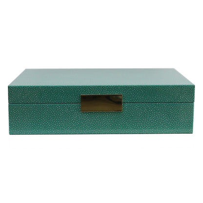 Large Green Shagreen & Gold Glasses Box