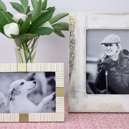 White Striped Bone 4 x 6 Photo Frame - Exotic Frames - Addison Ross