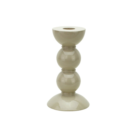 Medium Cappuccino Bobbin Candlestick - 14cm