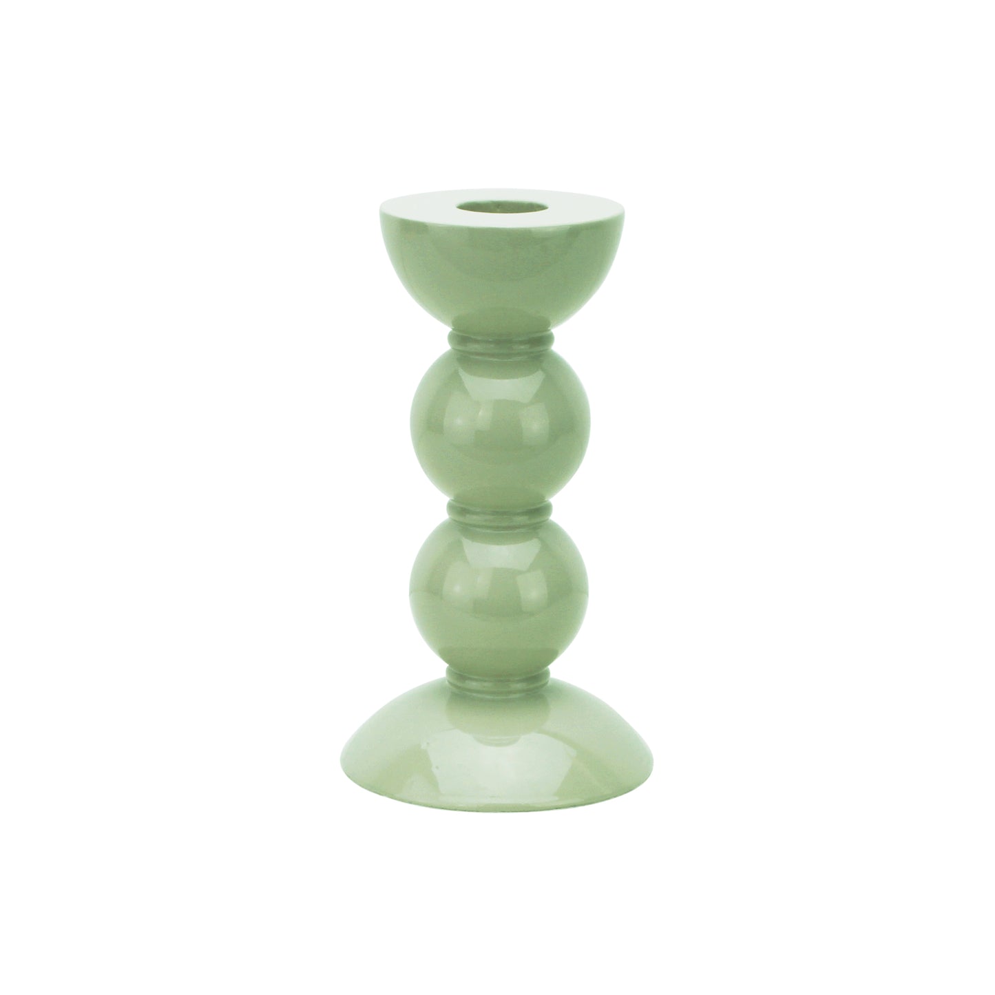 Medium Sage Bobbin Candlestick - 14cm