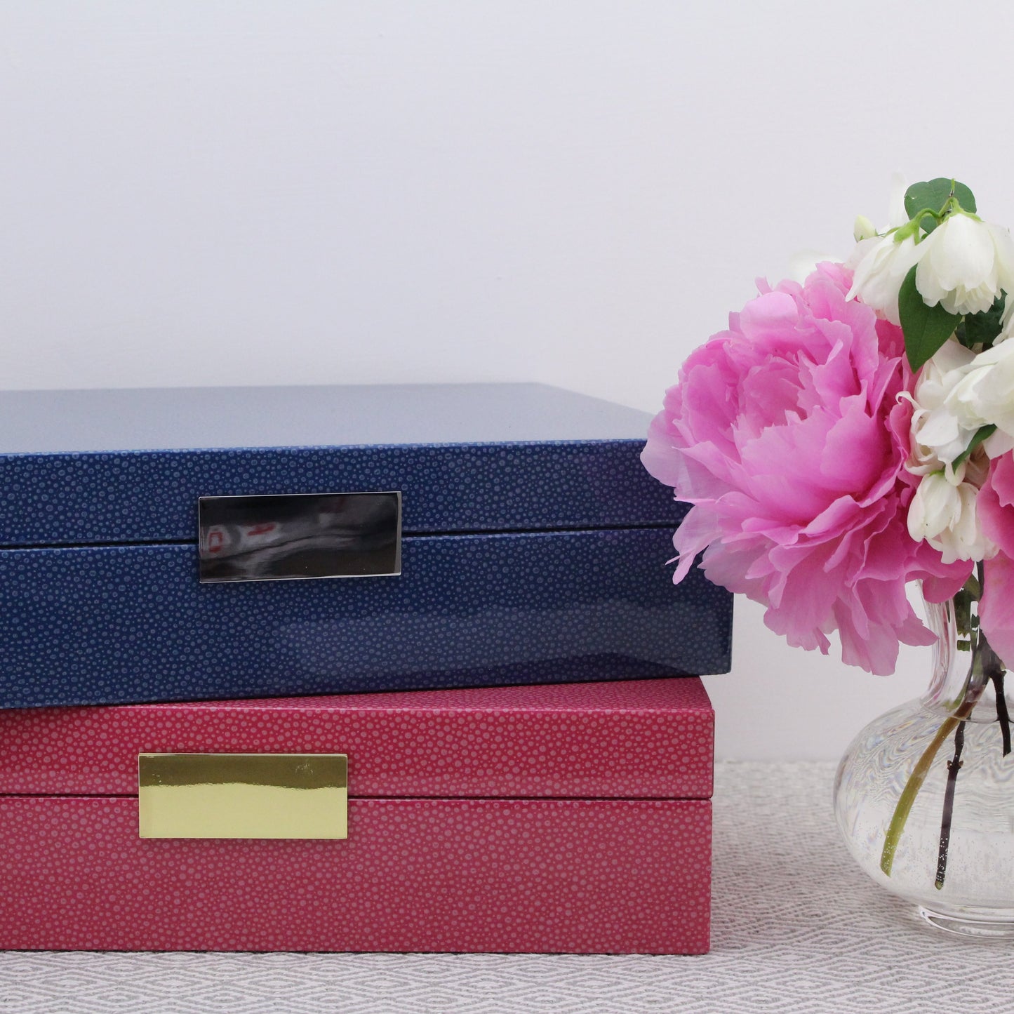 Large Blue Shagreen Lacquer Box with Gold