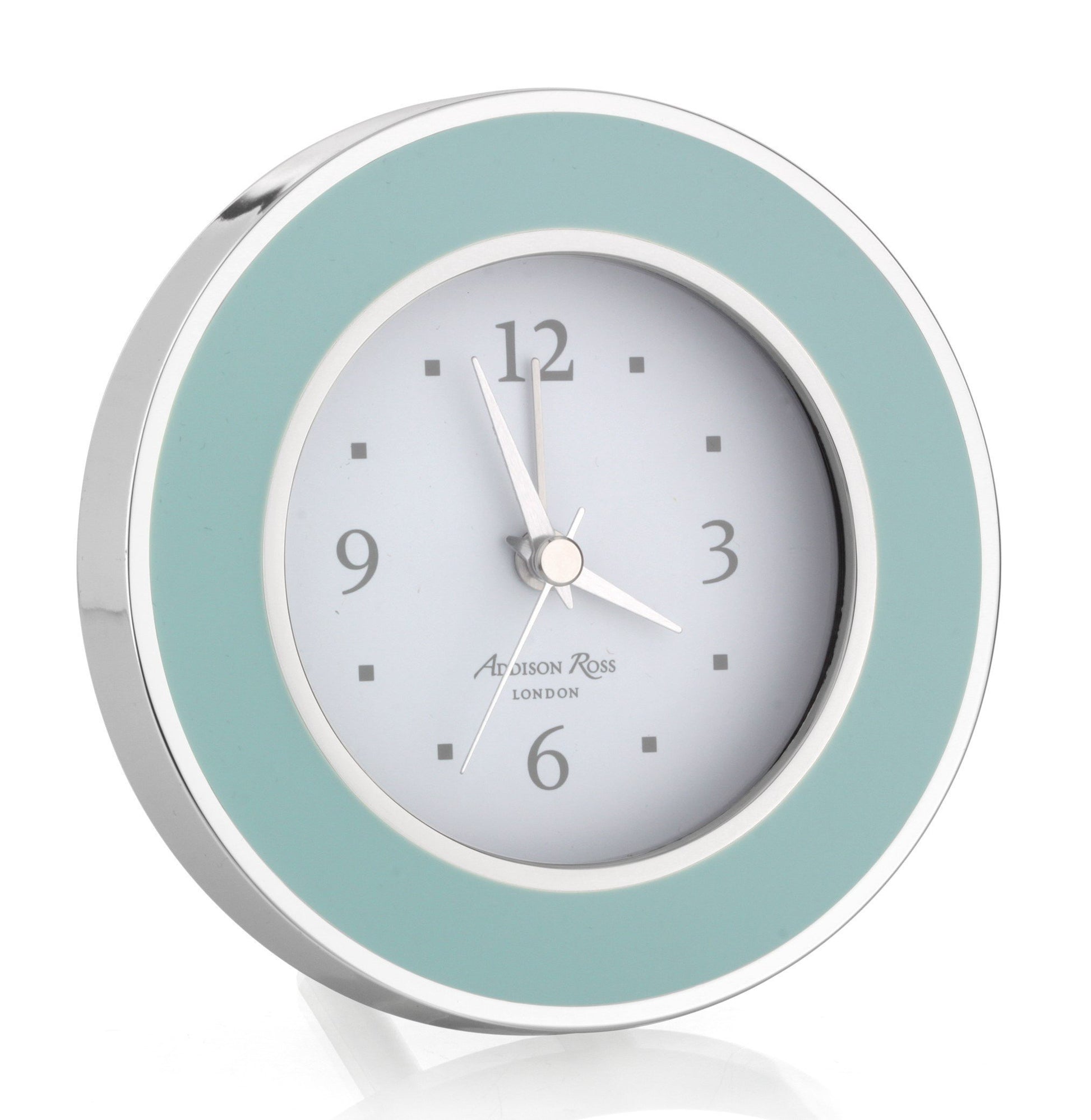 Light Blue & Silver Silent Alarm Clock - Addison Ross Ltd UK