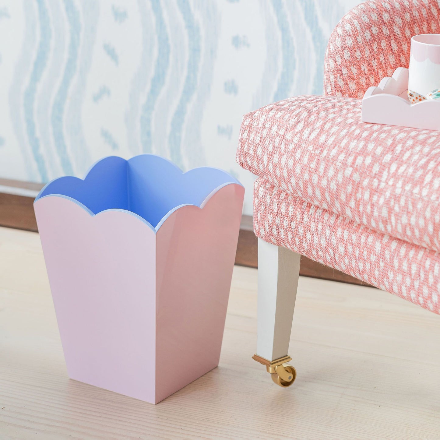 Scalloped Lacquer Bin – Pink & Blue - Addison Ross Ltd UK